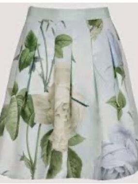 Ted Baker London Blue Green Pleated A-Line Midi Skirt